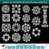 Elegant Lace Snowflake and Floral Embroidery Design Pack - FineryEmbroidery